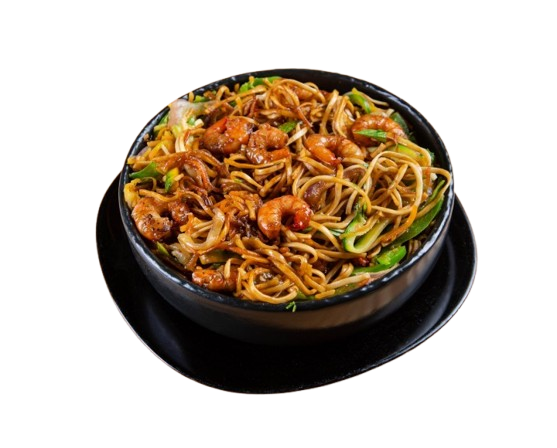 Nouilles crevettes sauce carbonara ou soja